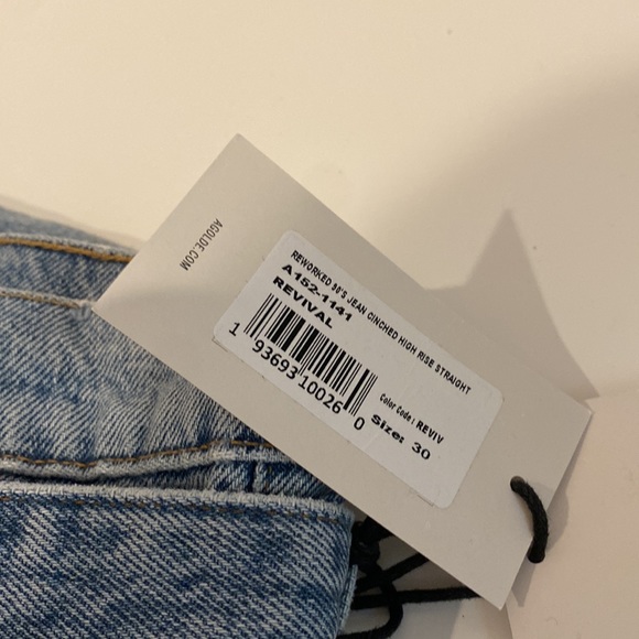 NWT Agolde reworked 90’s cinched high rise straight paper bag jeans size 30 - Picture 2 of 4
